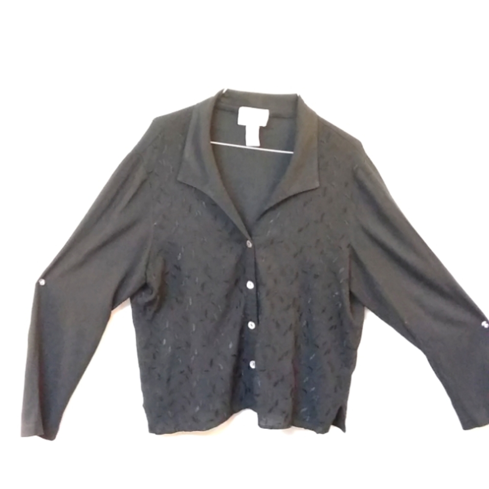 Women's Button Blouse Black Size 16